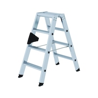 Aluminium step ladder, two-sided access, nivello® inside shoes
