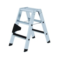 Aluminium step ladder, two-sided access, clip-step