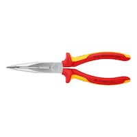 Snipe nose pliers, bent, with VDE-insulated 2-component grip covers