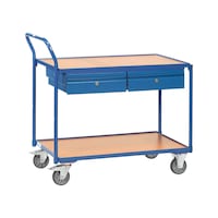 Table trolley with 2 wooden load areas and 2 drawers