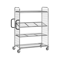 Shelf trolley, zinc-plated, with four load areas, load capacity 300 kg