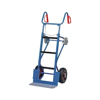 Appliance trolley with support wheels, pneumatic tyres