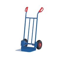 Sack truck with push handles and vertical struts