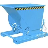 Tilting container with roll-off mechanism—favourable load centre