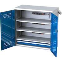 Battery charging cabinet with solid sheet metal doors