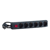 HEDI black multiple socket outlet with six grounding contacts