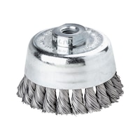 Wire cup brush with braided wire