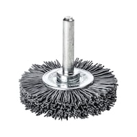 Shank-mounted wheel brushes with silicon carbide sanding bristles