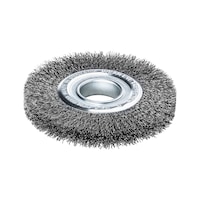 Wheel brush with crimped wire