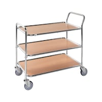 Serving trolley with three load areas