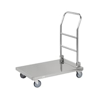 Stainless steel platform trolley C2 w. push handle, folding, load capacity 100kg