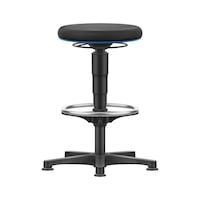 Allround stool with ring-design footrest and glide runners, fabric