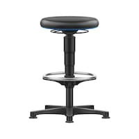 Allround stool with ring-design footrest and glide runners, synthetic leather