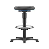 Allround stool with ring-design footrest and glide runners, integral foam