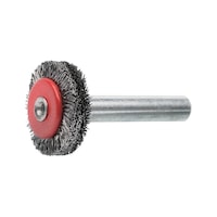Shaft-mounted cylinder wire brushes with crimped wire
