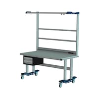 CLIP-O-FLEX mobile seated system workstation w superstructure and drawer block