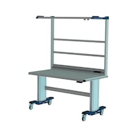 CLIP-O-FLEX mobile height-adjustable system workstation with superstructure