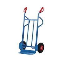 Steel sack trucks with vertical struts and support bars