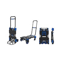 Hybrid platform trolley 2-in-1, with sack truck function 