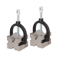 Double vee block pair with clamping bracket