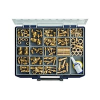 Assortment box of turned brass parts
