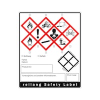 REILANG safety label, for Super Resistent pressurised spray bottles, set of 3