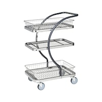 Design serving trolley, one wire grid load area, two baskets, C-line