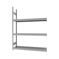 Large-compartment rack with steel shelves