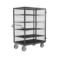 Cabinet trolley made of wire grid with hinged doors HxWxD 1765 x 1332 x 821 mm