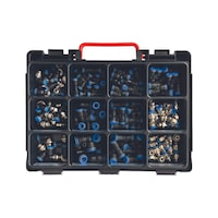 Assortment box of "Blue Series" quick-action push-in connectors with reduced equipment