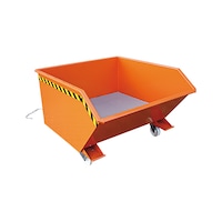 Swarf bin with perforated metal plate base and drain valve