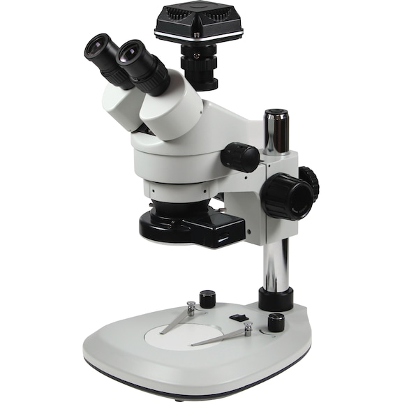 Mikroskop stereosk. ze zm. ognisk. z kam. USB, 7,5x-45x, pierśc. lampa LED LED  - Mikroskop stereoskopowy ze zmienną ogniskową