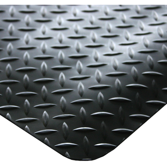 Alfm. antifat. diseño chapa estr. alfombra prem. doble capa, an. 1200&nbsp;mm, negra - Esteras para el puesto de trabajo de PVC, fabricadas a petición