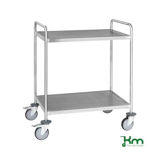 Stainless steel serving trolley C3, with push handles