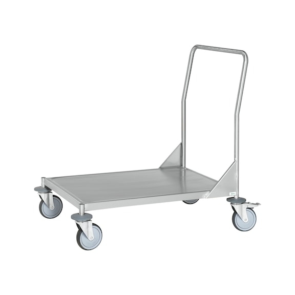 C3 platform trolley with push handle and stainless steel load area
