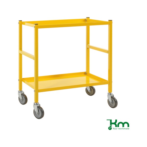 Carro ruedas con dos zonas de carga reversibles, amarillo, dos ruedas con freno - Carro con ruedas con dos zonas de carga reversibles