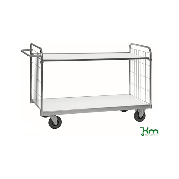 Shelf trolley 2 load areas, load cap. 300 kg 1190x650 mm 2 swivel cast. w. brake - 9000 series shelf trolley, load capacity 300 kg
