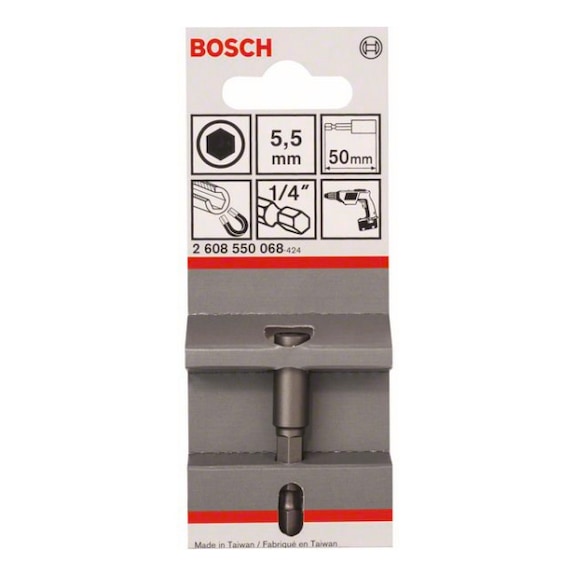 BOSCH Sechskant-Steckschlüssel 50 x 5,5mm, M3, mit Magnet - Steckschlüssel 1/4" Sechskant