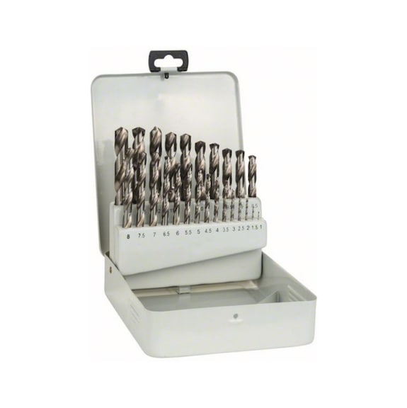 BOSCH Metallbohrer-Set HSS-G, DIN338, 135Grad, 25-teilig, 1-13mm, Metallkassette - Bohrer-Set (Zerspanungswerkzeug mit definierten Schneiden)