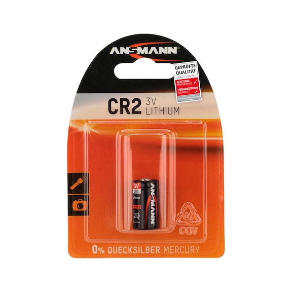 ANSMANN Lithium-Batterie CR 2/CR 17355/-3 V Blister a 1 Stück - Sonderbatterie CR 2 / CR 17355
