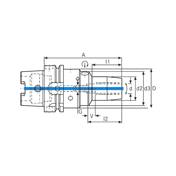 Mandrin expansible hydraulique ATORN avec réglage radial HSK-A63 D32 A150 - Mandrin expansible hydraulique ATORN avec réglage radial