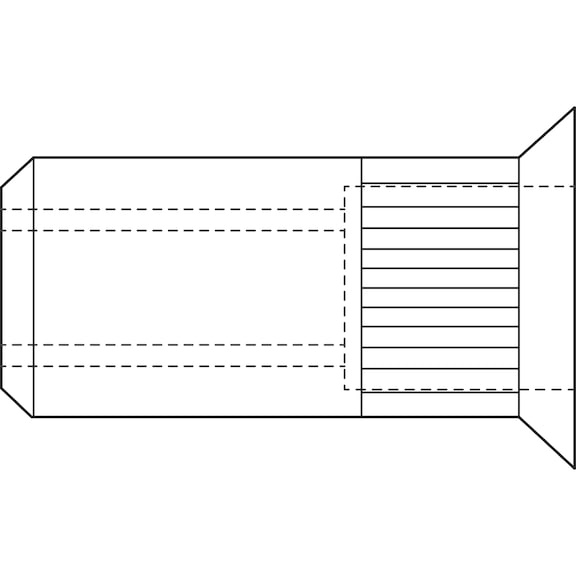 Ocelové slepé nýtové matice GESIPA, záp. vr. hlava, M 8 x&nbsp;18,5 mm, balení 100 ks - Slepé nýtové matice (jednonýtové matice), malá hlava