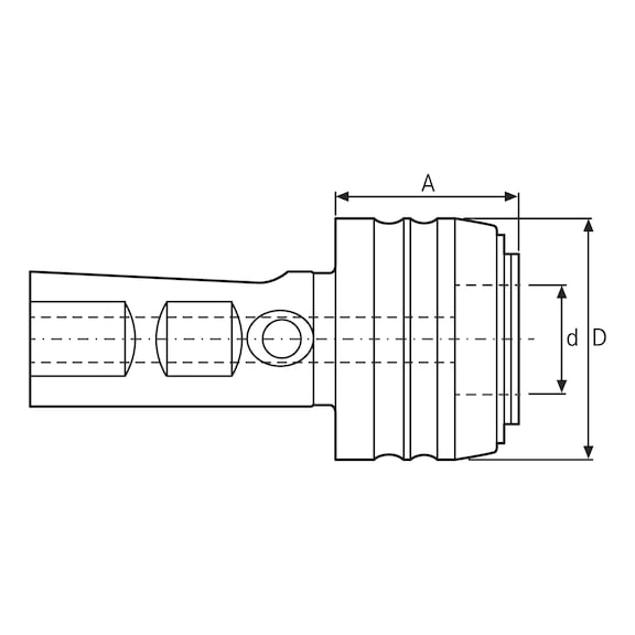 szinkronfutású menetfúró-befogótokmány, a hengeres szár a DIN 1835 B+E szabványhoz hasonló - 2