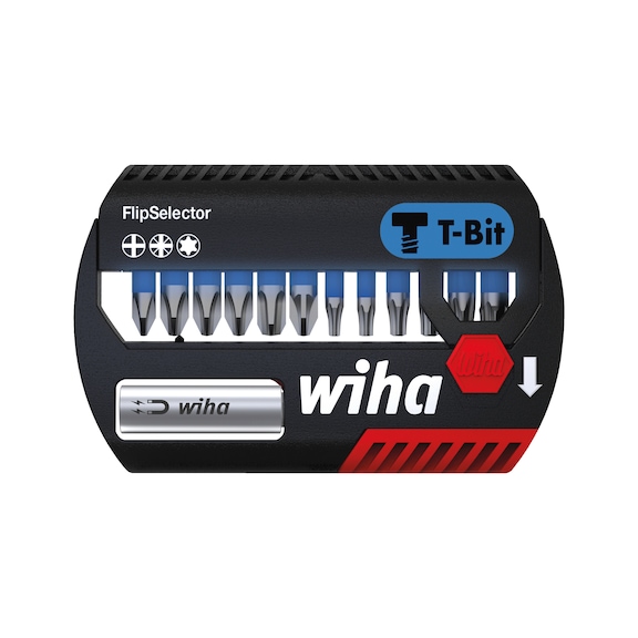 Sada bitů T WIHA FlipSelector, 25&nbsp;mm, 1/4", 13 ks, PH, PZ, TX - Sada bitů FlipSelector T nebo Y, 25&nbsp;mm