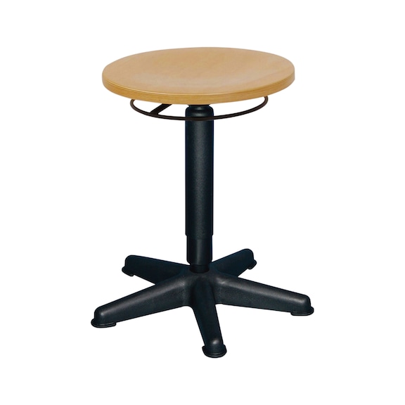 Výškově nastavitelná stolička ATORN, 440–630&nbsp;mm, bukový sedák - Buková pracovní stolička