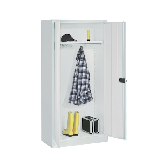 Multi-purpose cabinet with clothes rail and hat shelf