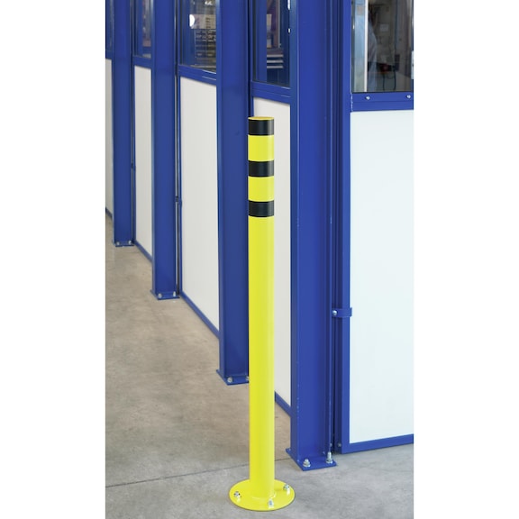 Crash protection bollard ind. dim. Height 1200xdiam. 273mm zinc-coated, RAL 1018 - Crash protection bollard for indoor and outdoor use