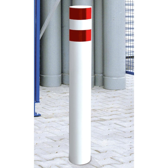 室外用防撞护柱，尺寸高 1200 x 直径159mm，热浸镀锌，RAL 9010 - 室外用防撞护柱