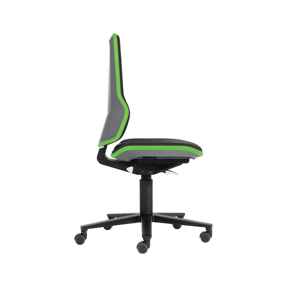 BIMOS swivel work chair, NEON, w. wheels and permanent contact backrest, green - NEON swivel work chair with castors