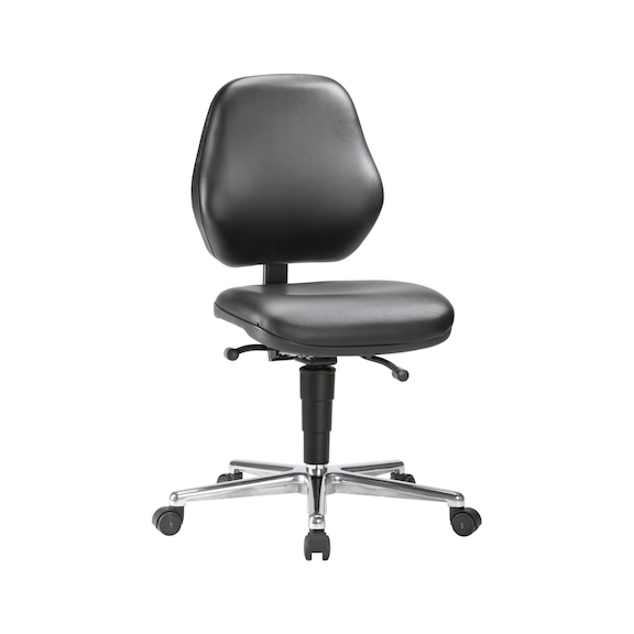 Pracovní otočná židle BIMOS, ESD-Basic, na kolečkách, koženka, černá barva - Pracovní otočná židle ESD Basic s&nbsp;podlahovými kluzáky